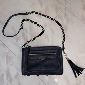 Rebecca Minkoff Black Suede Leather Crossbody Bag with Gunmetal Hardware